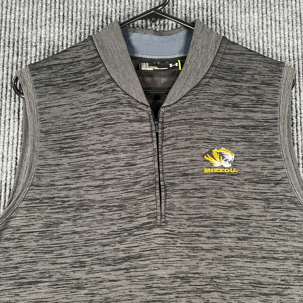 Missouri Tigers Mizzou Shirt Under Armour Mens Large Gray Sleeveless 1/4 Zip